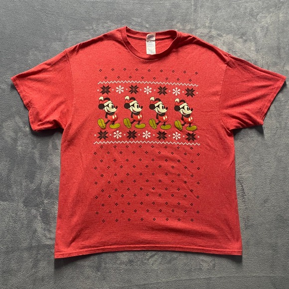 Disney Other - Disney Tshirt Mens XL Mickey Mouse Christmas Holiday Red Heather Ugly Sweater